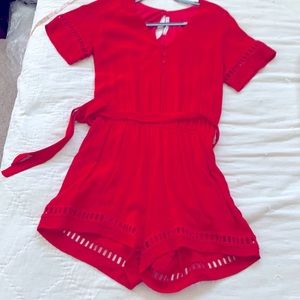 Women’s red short romper size medium from Fraiche by J